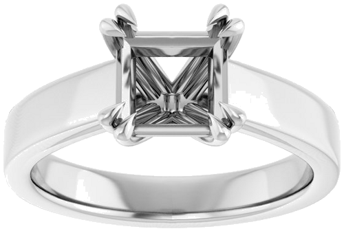 Sužadėtuvių Žiedas „Double Claw-Prong Solitaire“ 14k white gold Square 6.5mm (3)
