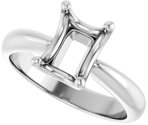 Sužadėtuvių Žiedas „Solitaire Crown-Inspired“ 14k white gold Emerald 8mm x 6mm (5)