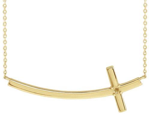 14K Yellow 2.5 mm Round Sideways Cross 18  Necklace Mounting (1)