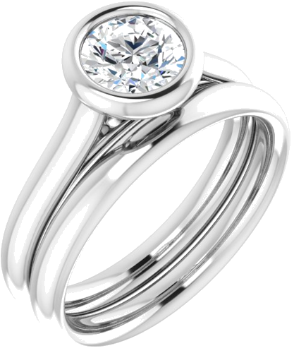 Sužadėtuvių Žiedas „Bezel-Set Solitaire“ 950 Platinos Round 6mm (6)