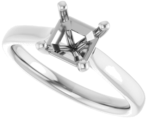 14K White 6 mm Asscher Engagement Ring Mounting (5)