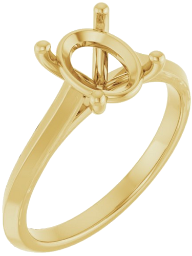 14K Yellow 9x7 mm Oval Solitaire Engagement Ring Mounting (1)