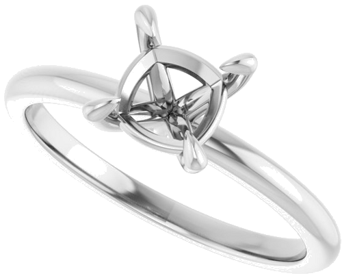 14K White  6x6 mm Cushion Solitaire Engagement Ring Mounting (5)