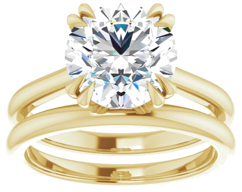 Sužadėtuvių Žiedas „Double Claw-Prong“ 18k yellow gold Round 9mm (8)