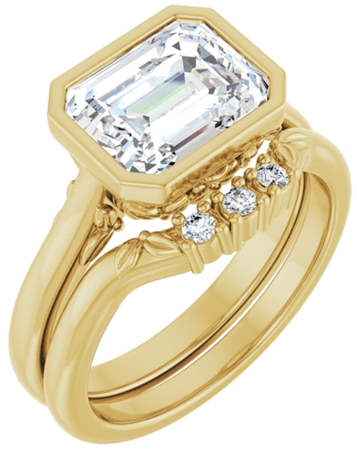 Sužadėtuvių Žiedas „Bezel-Set“ 14k yellow gold Emerald 9mm x 7mm (6)