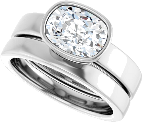 Sužadėtuvių Žiedas „Bezel-Set Solitaire“ 950 Platinos Elongated Cushion 8.5mm x 6.5mm (10)