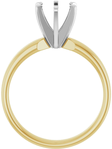 14K Yellow White 7 mm Round Solitaire Engagement Ring Mounting (2)