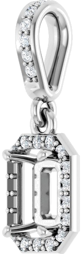 Pakabukas „Halo-Style“ 14k white gold Emerald 6mm x 4mm (2)
