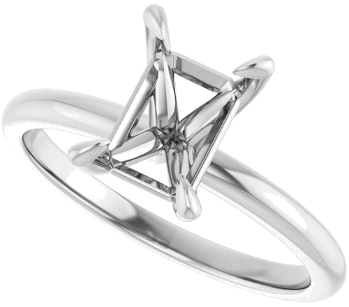 14K White  8x6 mm Emerald Solitaire Engagement Ring Mounting (5)