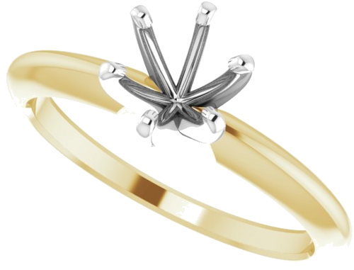 14K Yellow   White 5.7-6 mm Round 6-Prong Comfort-Fit Solitaire Ring Mounting (5)
