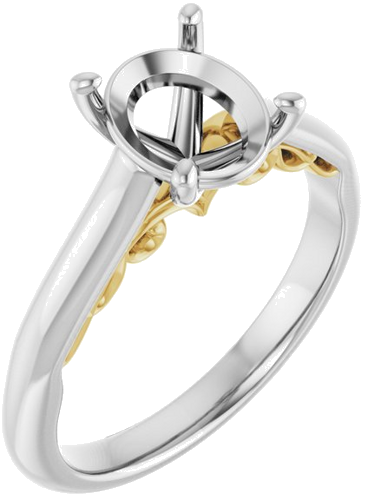 14K White   Yellow 9x7 mm Oval Engagement Ring Mounting (1)