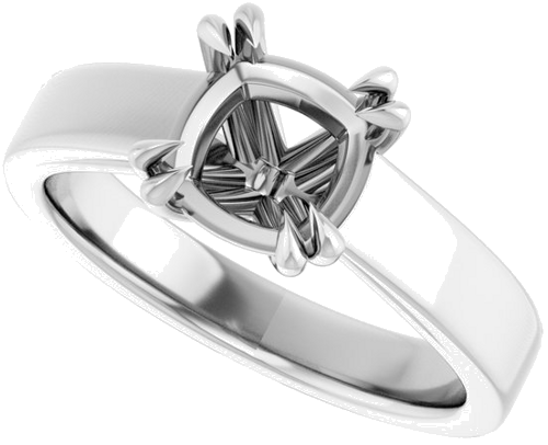Sužadėtuvių Žiedas „Double Claw-Prong Solitaire“ 14k white gold Cushion 7mm (5)