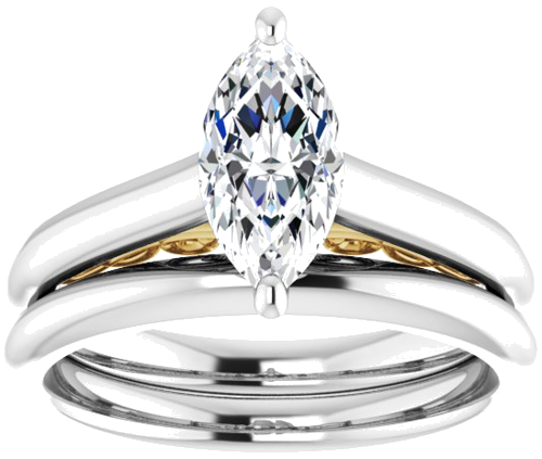 Sužadėtuvių Žiedas „Solitaire“ 585 Baltojo Ir Geltonojo Aukso Marquise 10mm x 5mm (8)