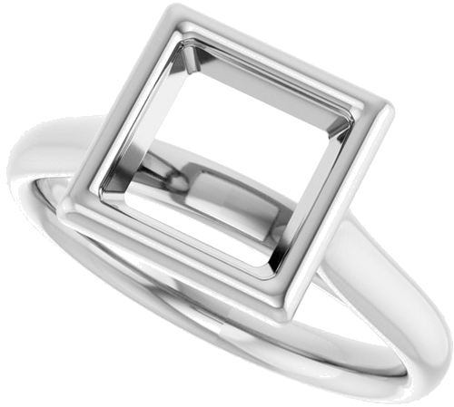 Sužadėtuvių Žiedas „Bezel-Set Solitaire“ 14k white gold Square 7mm (5)