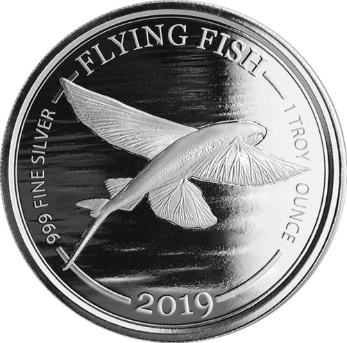1 oz Летучая рыба 2019 Барбадос серебряная монета (1)