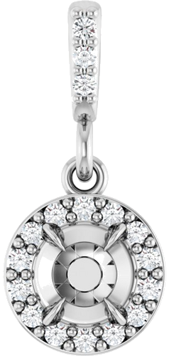 Pakabukas „Halo-Style“ 14k white gold Round 4.1mm (1)