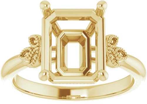 Sužadėtuvių Žiedas „Solitaire“ 585 Geltonojo Aukso Emerald 10mm x 8mm (3)