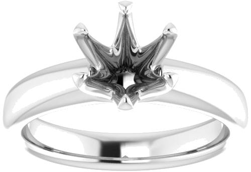 14K White 7.4 mm Round Engagement Ring Mounting (3)