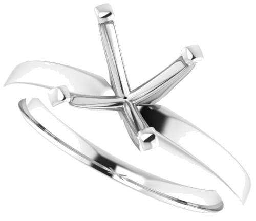 14K White 6x6 mm Square Solitaire Engagement Ring Mounting (5)