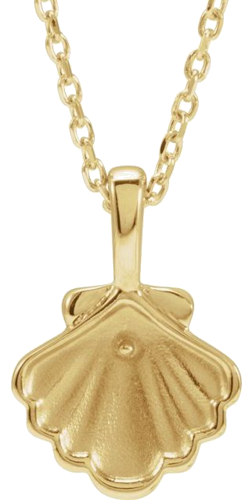 14K Yellow 1-Stone Shell Family 16-18  Necklace Mounting for 2 mm Pearls (1)