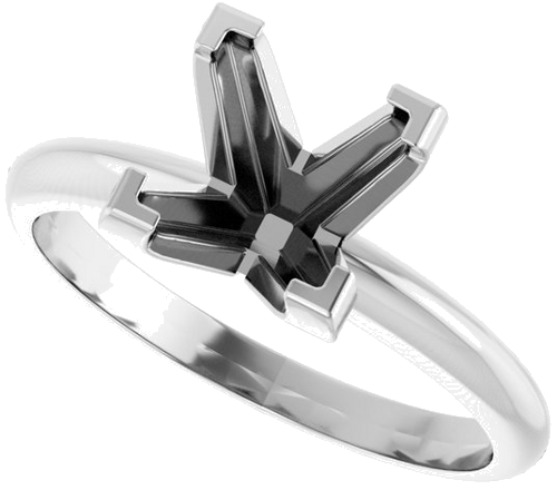 14K White 7 mm Square V-End 4-Prong Engagement Ring Mounting (5)