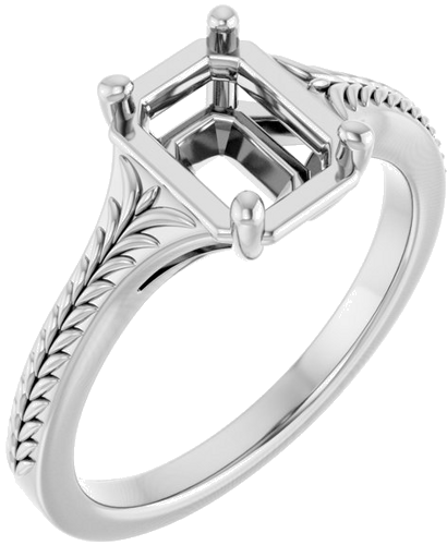 Sužadėtuvių Žiedas „Solitaire“ 14k white gold Emerald 7mm x 5mm (1)