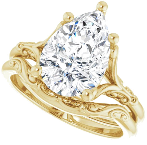 Sužadėtuvių Žiedas „Solitaire“ 14k yellow gold Pear 12mm x 8mm (10)