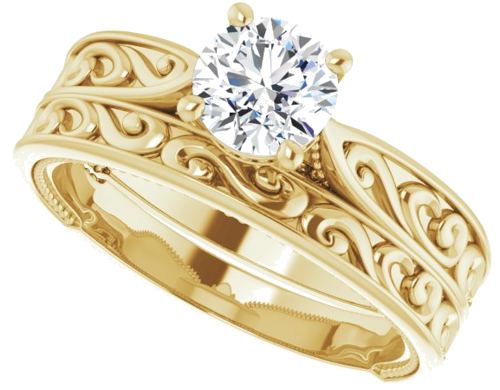 Sužadėtuvių Žiedas „Solitaire Vintage-Inspired“ 14k yellow gold Round 5.8mm (10)