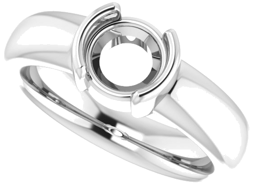 14K White 6.5 mm Round Half Bezel Solitaire Engagement Ring Mounting (5)