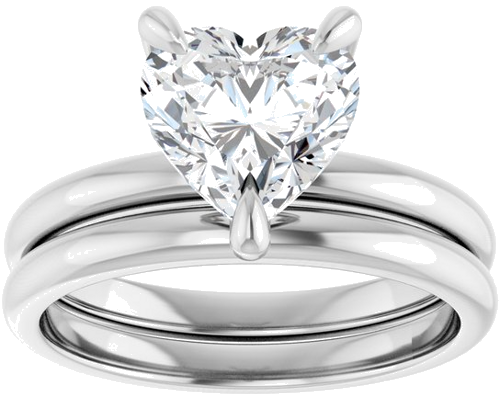 Sužadėtuvių Žiedas „Solitaire“ 14k white gold Heart 8mm (8)