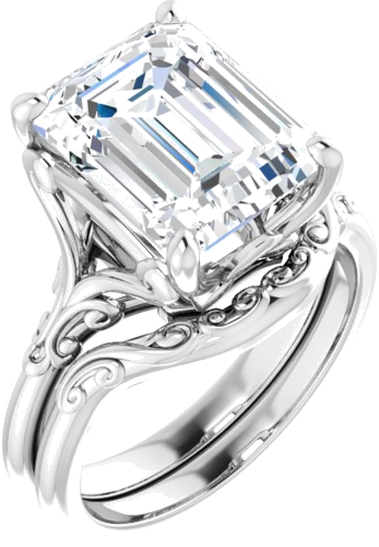 Sužadėtuvių Žiedas „Solitaire“ 14k white gold Emerald 11mm x 9mm (6)