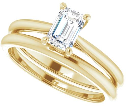 Sužadėtuvių Žiedas „Solitaire“ 14k yellow gold Emerald 6mm x 4mm (10)