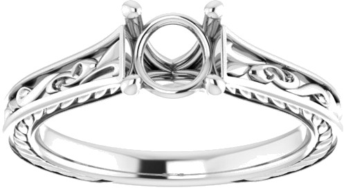 Sužadėtuvių Žiedas „Scroll Solitaire“ 925 Sidabro Round 6mm (3)