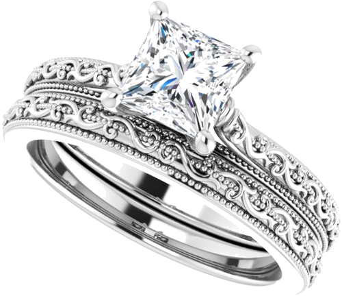 Sužadėtuvių Žiedas „Solitaire Sculptural“ 14k white gold Square 5.5mm (10)