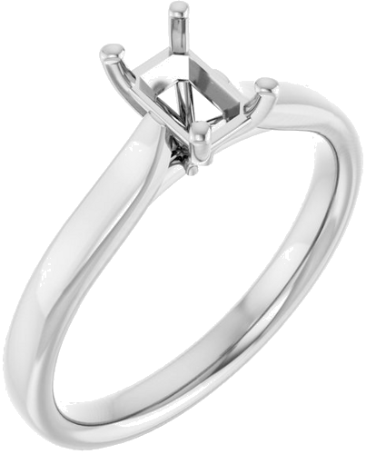 14K White 6x4 mm Emerald Engagement Ring Mounting (1)