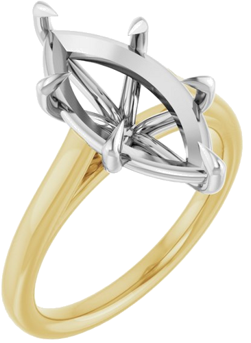 Sužadėtuvių Žiedas „Claw-Pong“ 14k yellow/white gold Marquise 16mm x 8mm (1)
