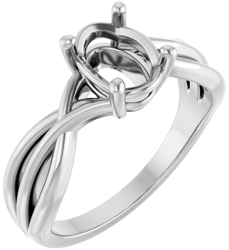 Sužadėtuvių Žiedas „Solitaire“ 14k white gold Oval 8mm x 6mm (1)