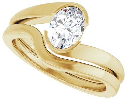 Sužadėtuvių Žiedas „Half-Bezel Solitaire“ 10k yellow gold Oval 7mm x 5mm (10)