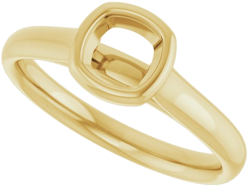 14K Yellow  5 mm Cushion Solitaire Engagement Ring Mounting (5)