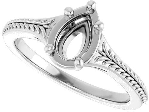 Sužadėtuvių Žiedas „Solitaire“ 14k white gold Pear 7mm x 4.5mm (5)