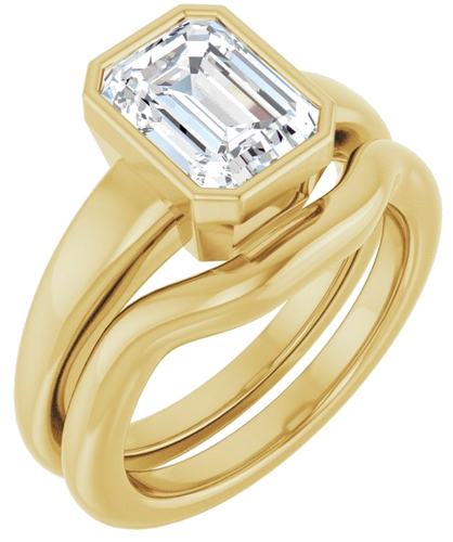 Sužadėtuvių Žiedas „Bezel-Set Solitaire“ 10k yellow gold Emerald 8.5mm x 6.5mm (6)