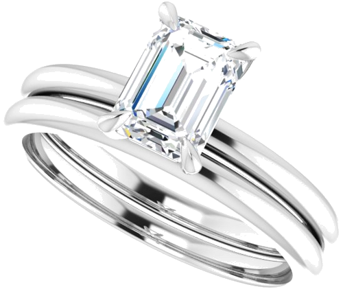 14K White  7x5 mm Emerald Solitaire Engagement Ring Mounting (10)