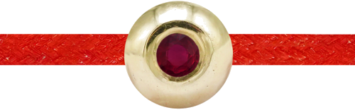 Гривна от червен конец с златно мънисто и рубин (2)