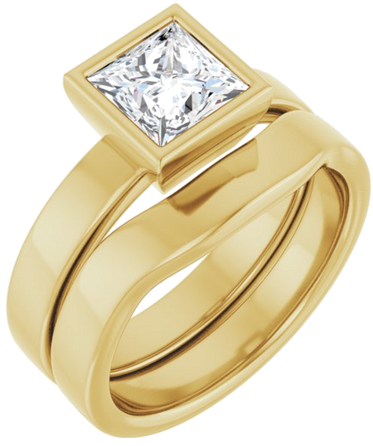 Sužadėtuvių Žiedas „Bezel-Set Solitaire“ 14k yellow gold Square 6mm (6)