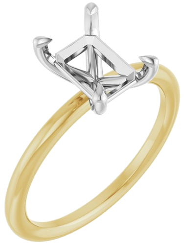 Sužadėtuvių Žiedas „Claw-Prong Solitaire“ 14k yellow/white gold Emerald 8mm x 6mm (1)