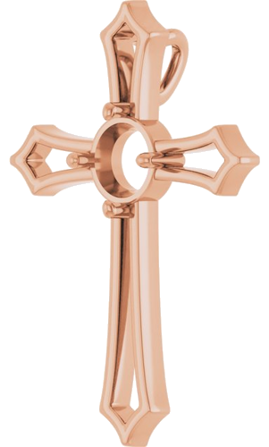 Pakabukas „Accented Cross“ 10k rose gold Round 6.5mm (2)