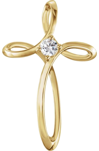 14K Yellow 1-Stone Family Cross Slide Pendant Mounting (4)