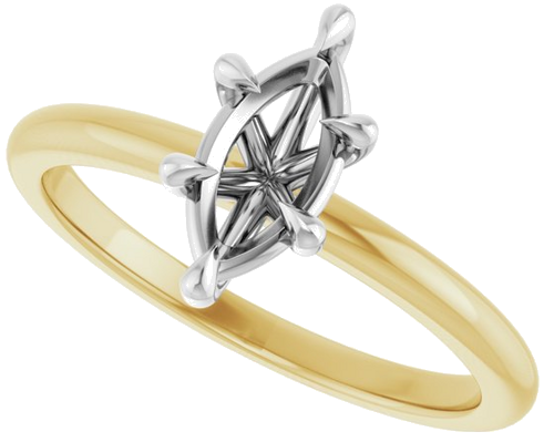 Sužadėtuvių Žiedas „Claw-Prong“ 14k yellow/white gold Marquise 9mm x 4.5mm (5)