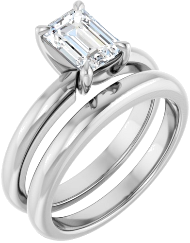 14K White 7x5 mm Emerald Solitaire Engagement Ring Mounting (6)