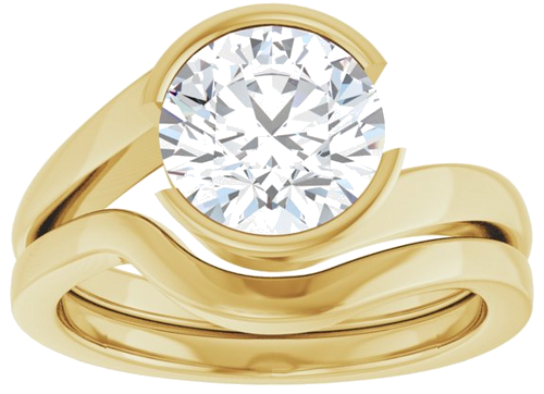 Sužadėtuvių Žiedas „Half-Bezel Solitaire“ 14k yellow gold Round 8.2mm (8)